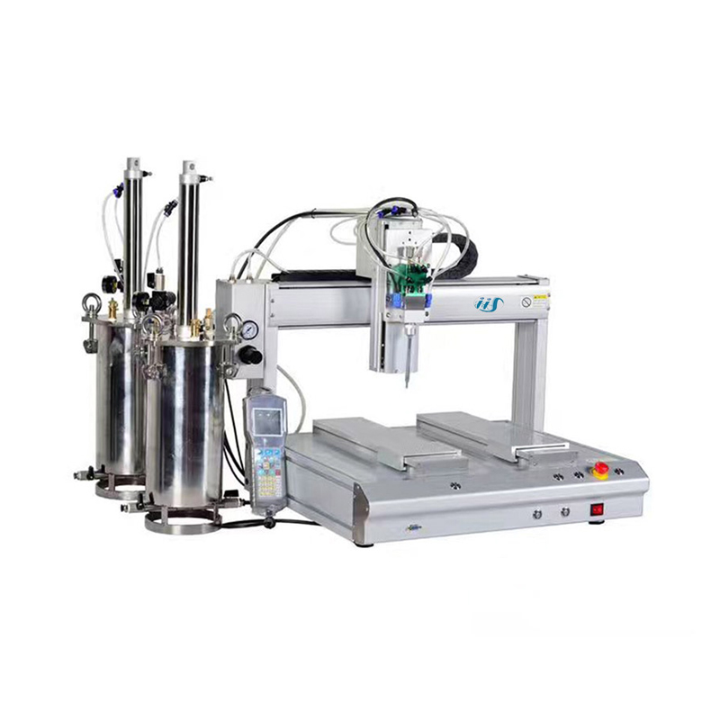 四轴双平台带压力桶AB胶点胶机